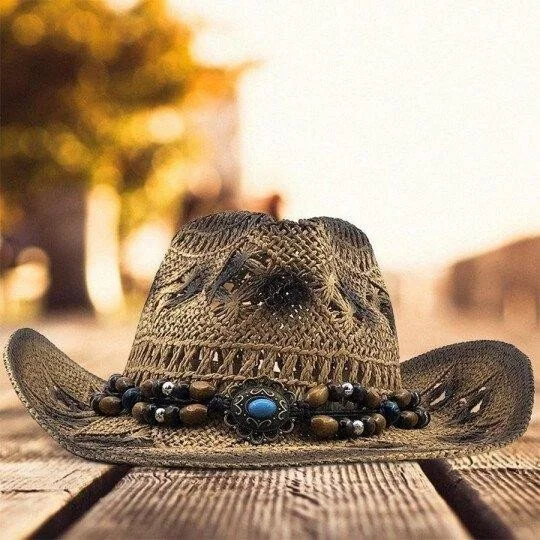 Ladies Western Sun Visor Straw Hat