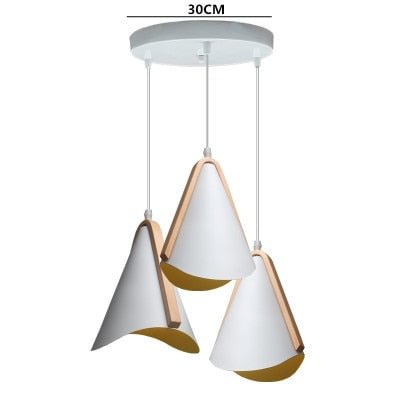 Nordic Pendant Light Wood Grain Modern Minimalist Creative Wrought  White Iron Lampshade  Lighting E27 Lamp Holder 1.2 m Wire