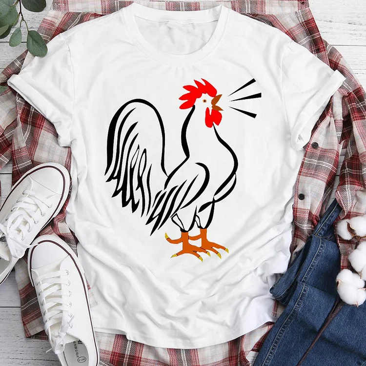 ANB - Cute Unique Modern & Trendy Rooster  Retro Tee-05059