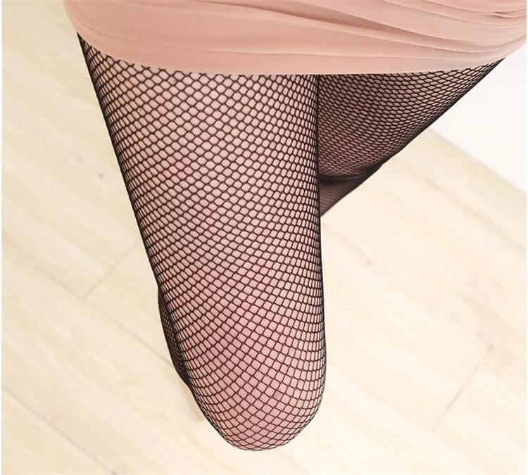 CUHAKCI Mesh Pantyhose Club Tights Women Sexy Fishnet Stockings Small Middle Fishnet Tights anti-hook Black Stockings
