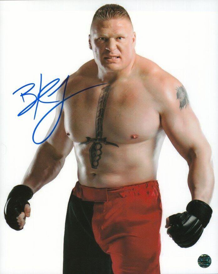 BROCK LESNAR - WWE & UFC Autographed Original 8x10 Photo Poster painting LOA TTM