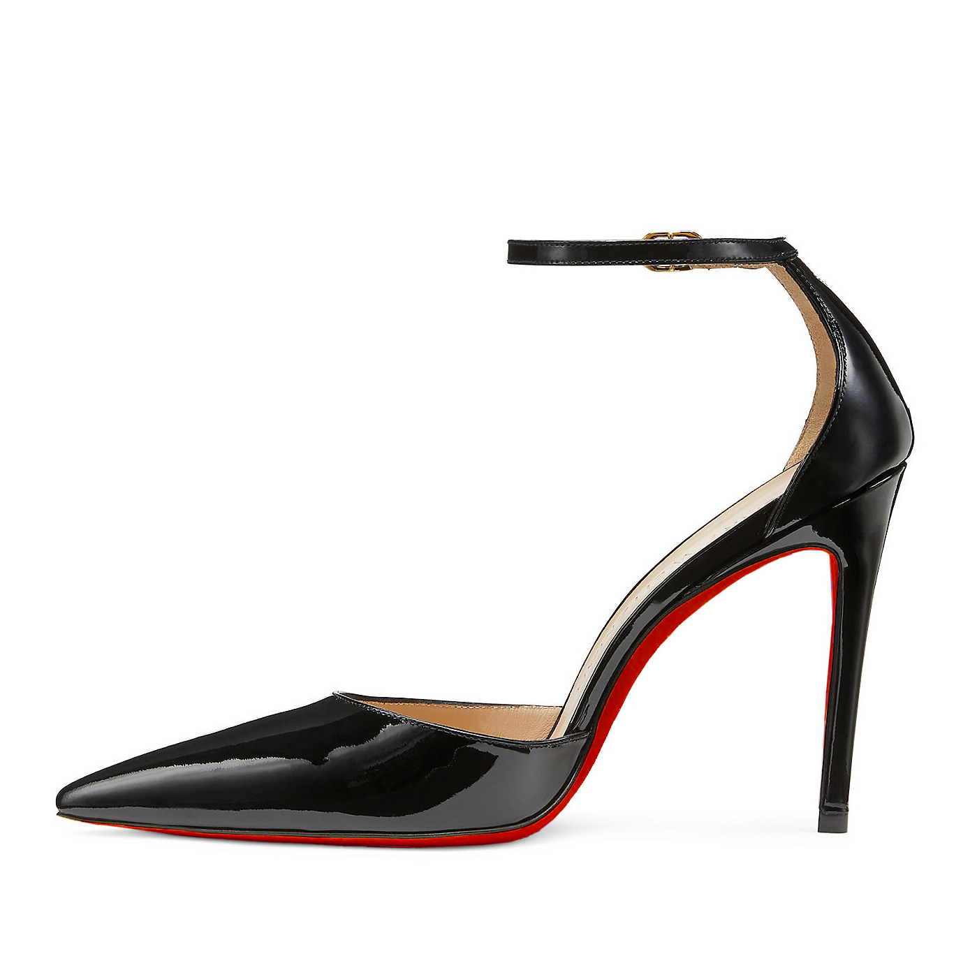 3.94" Women's Ankle Buckle Pointed Toe Pumps Wedding Party Red Bottoms High Heels-MERUMOTE