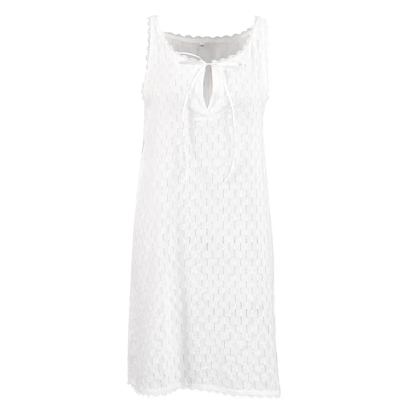Women's Lace Trim Textured Sleep Dress
