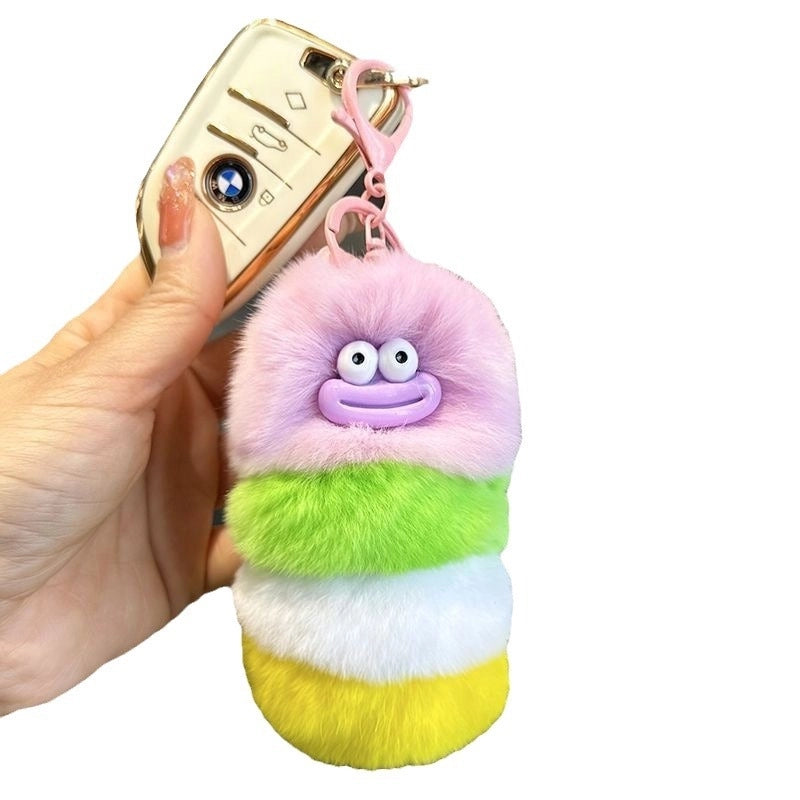 Cute Caterpillar Plush Unisex Bag Pendant Keychain