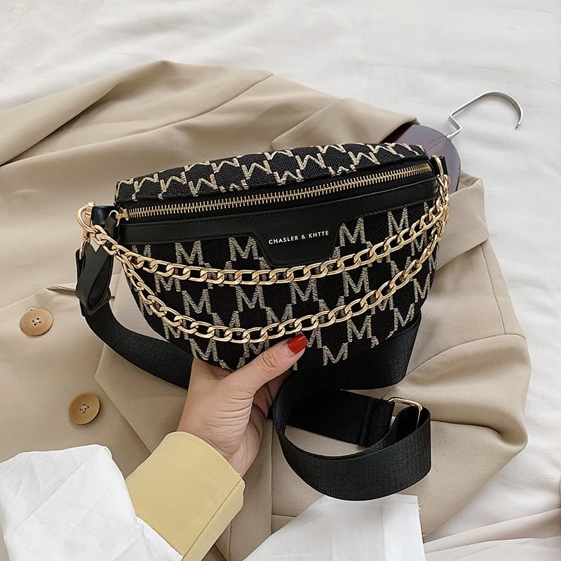 էѧӧܧ Chain Small Fanny Packs 2021winter Fashion Women's waist bag Packs Female Phone Purses Ladies Chest Messenger Bags
