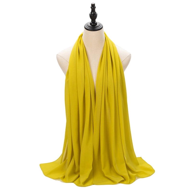 Hot Pearl Chiffon Yarn Muslim Women Hijab Silk Scarf Hui Turban Plain Long Scarf