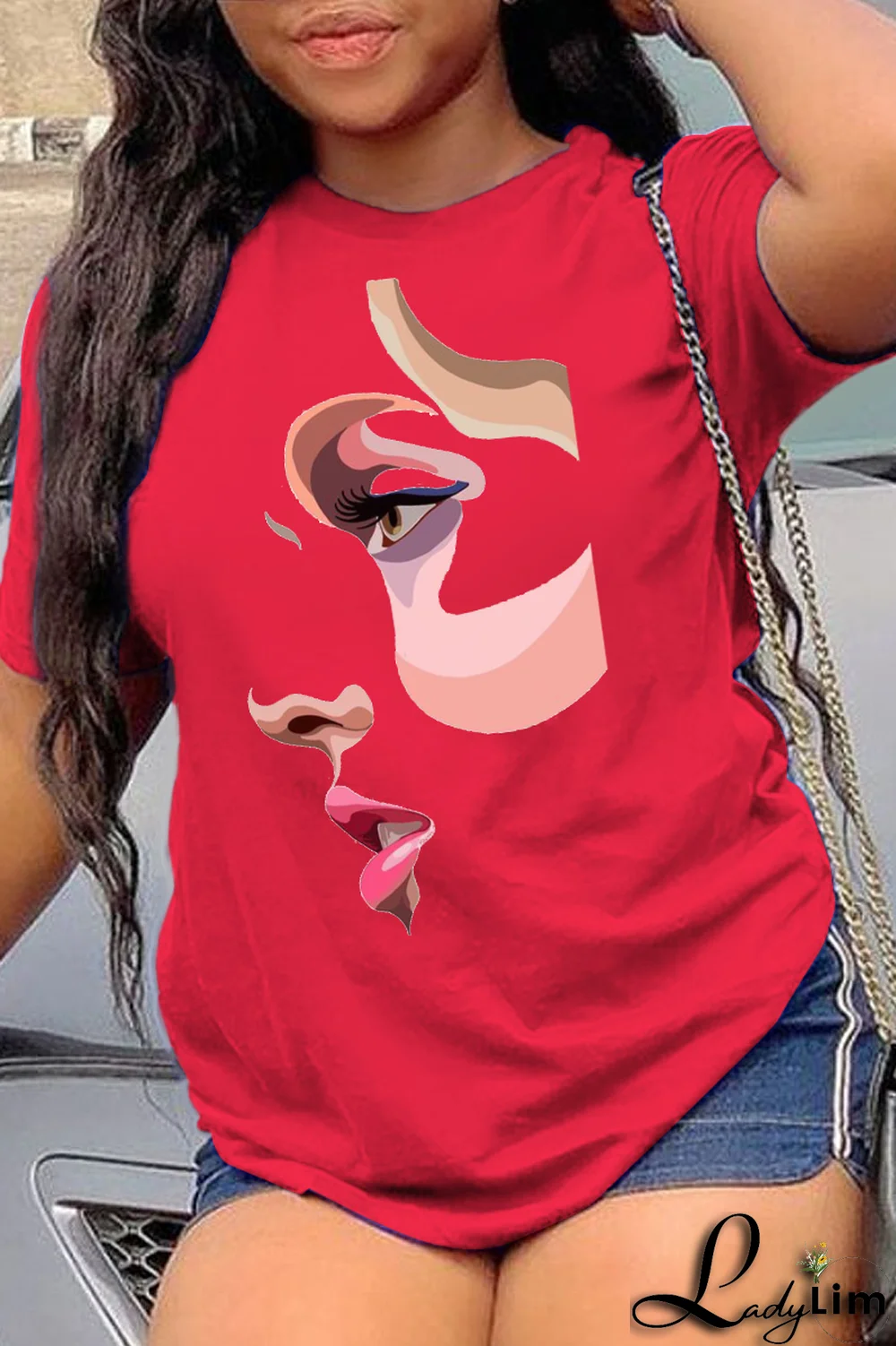 Orange Casual Daily Print Patchwork O Neck T-Shirts