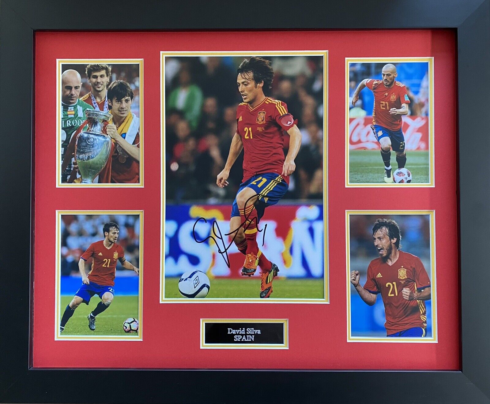 David Silva Hand Signed Spain Photo Poster painting In 20x16 Frame Display, Manchester City