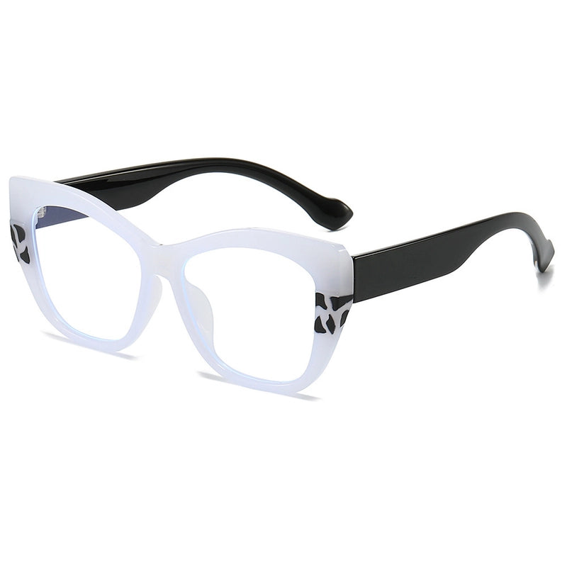 New Personalized Oil Painting Style Colorful Optical Glasses Novel Color Matching Cat’s Eye Plain Face Anti-Blue Light Spectacle Frame