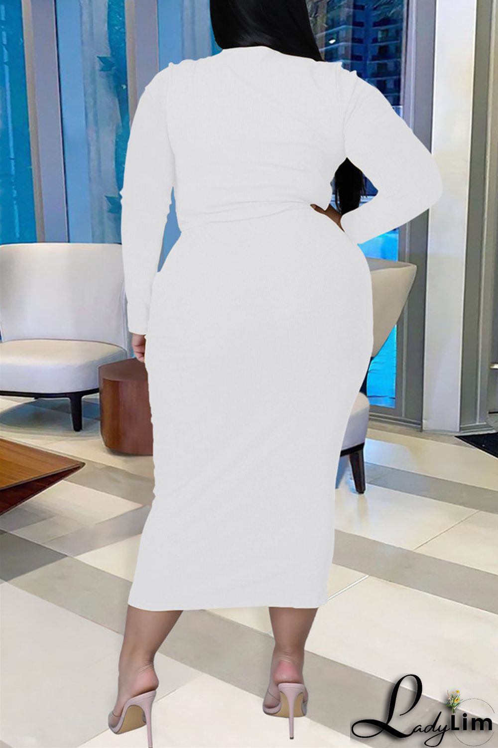 Pink Sexy Casual Solid Bandage V Neck Plus Size Two Pieces