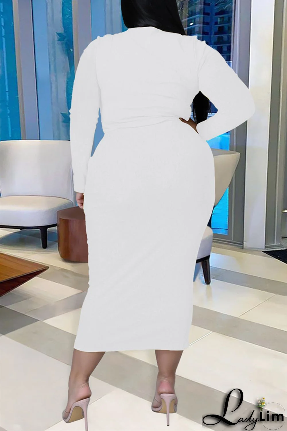 Pink Sexy Casual Solid Bandage V Neck Plus Size Two Pieces