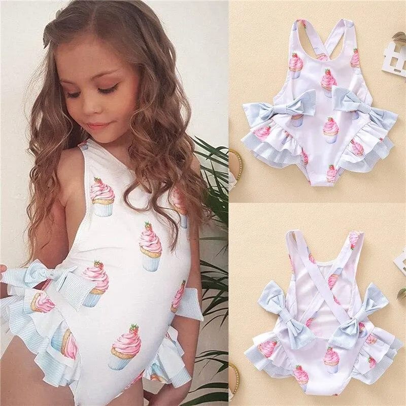 Baby Girl One-Piece Swimsuit Suits Toddler Infant princess Girls Watermelon 3D Flower Swimwear Swimming Kids Holiday Beach Wear