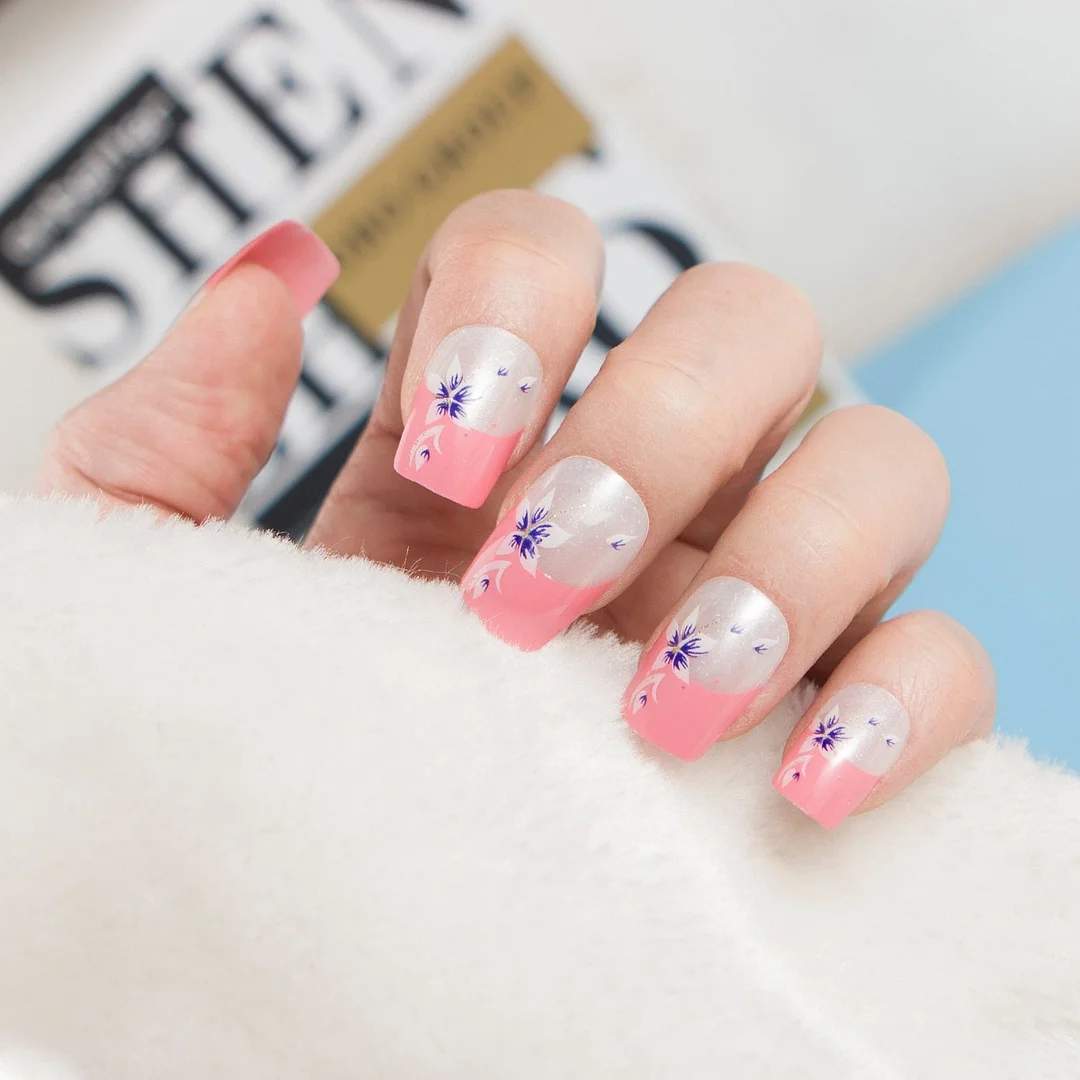 24pcs/set Fashion Acrylic Full Cover Fake Nails 10 Sizes Press on Nails Designs French False Nail Art Tips 278 Fingernail Tips-Nail Inspo