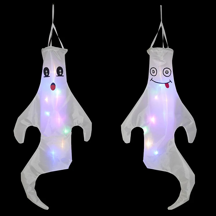 Halloween Ghost Windsock LED Light Hanging Spooky Ghost Flag