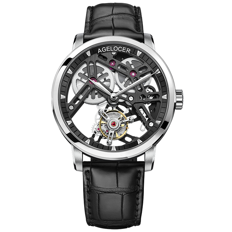 Agelocer Tourbillon Men's Skeleton Mechanical Watch 