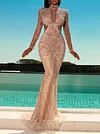 Sequined Long Sleeves Evening Maxi Dress