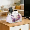Floral Butterfly DIY PULeather Diamond Painting Tissue Box for Adults Beginners Large Size Diamond Art Paper Storage Holder for Living Room Bedroom Bathroom Table Decor