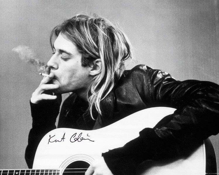 REPRINT - KURT COBAIN Smoking Nirvana Autographed Signed 8 x 10 Photo Poster painting Man Cave