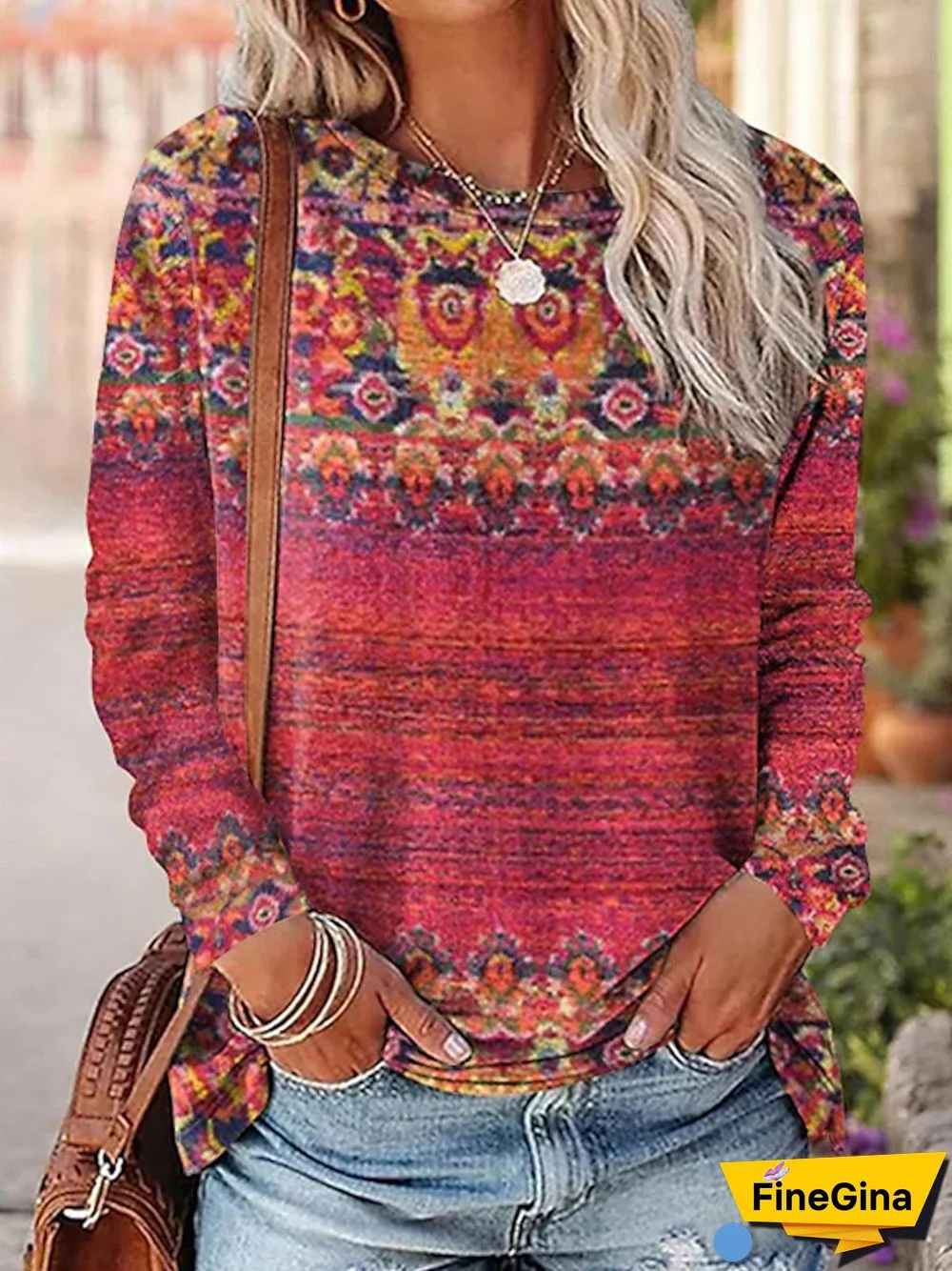 Women's Round Neck Long Sleeve Top
