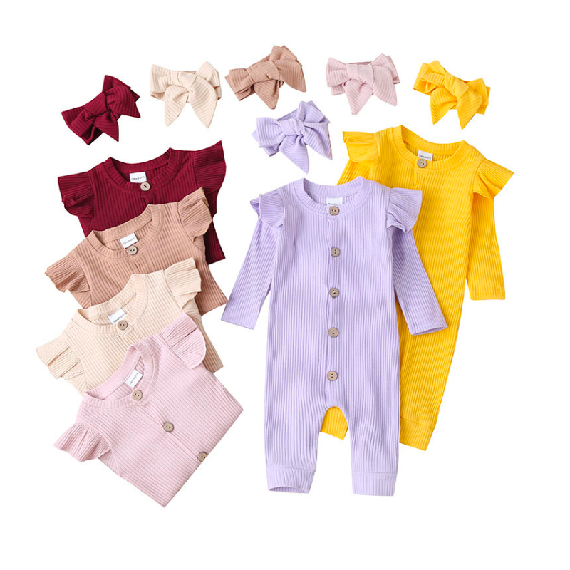 The Luna Boho Ruffle Sleeve Baby Romper 