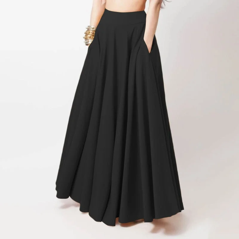Fashion High Waist Maxi Skirts Women Spring Sundress ZANZEA 2022 Casual Elastic Waist Long Vestidos Female Solid Robe
