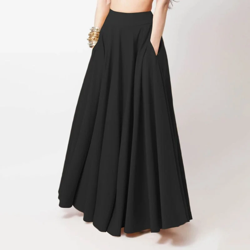 Women Maxi Long Skirts ZANZEA Spring High Waist Solid Skirts Casual Elegant A-line Party Beach Faldas Saia Female Loose Jupe