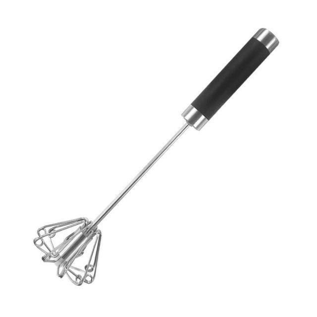 Stainless Steel Self-Spinning Whisk Egg Beater Rotate Hand Push Kitchen Tool