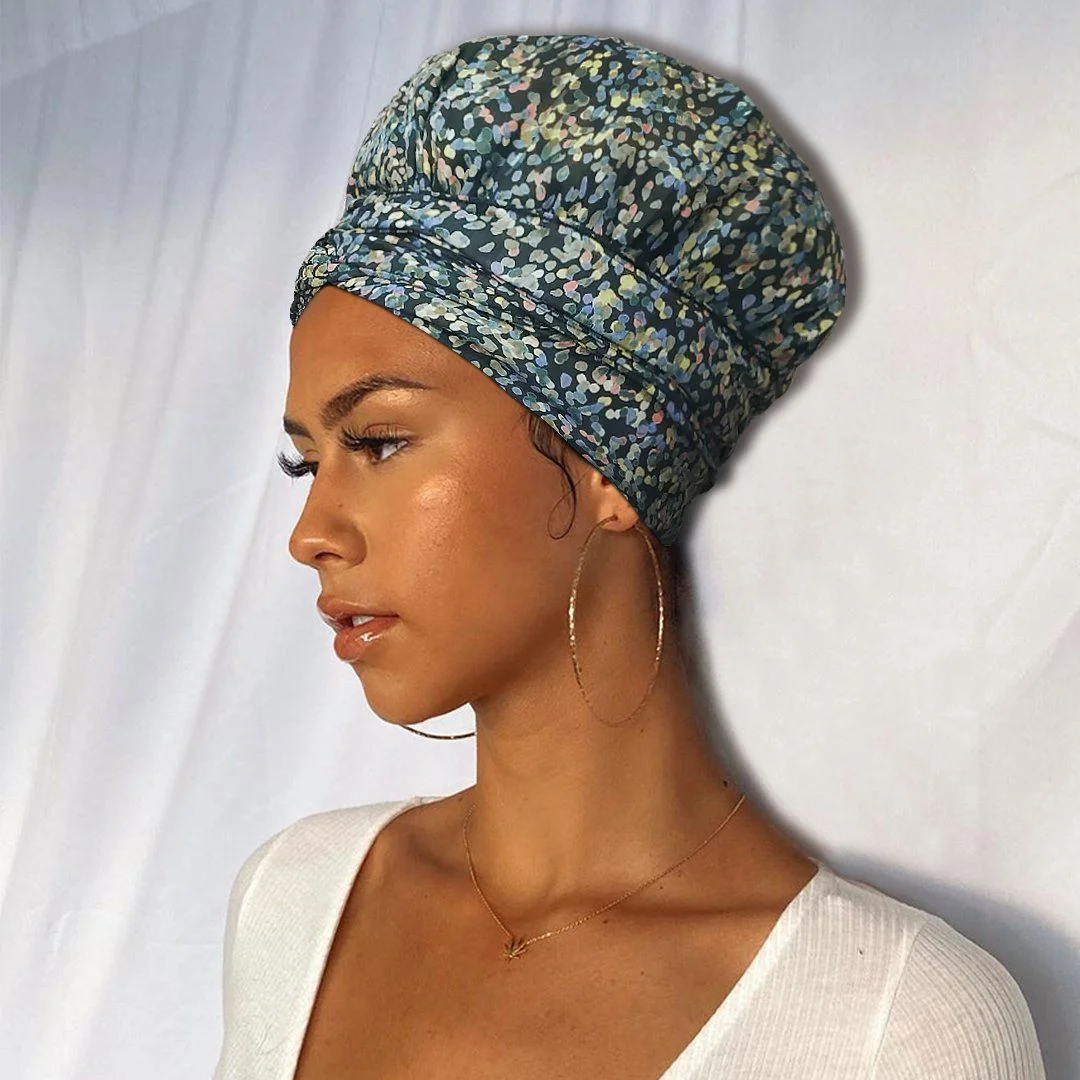African Print Head Wrap With Satin-Lined-AW1179