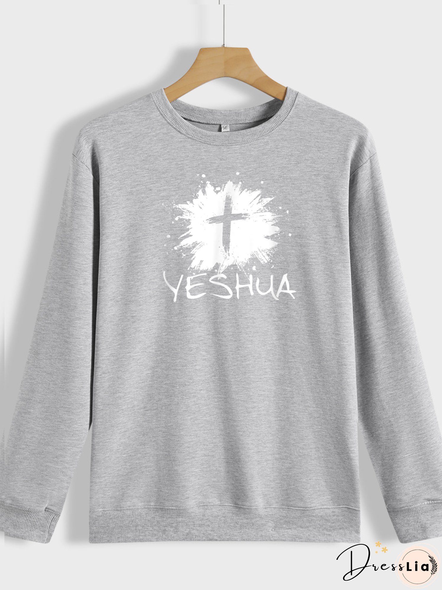 Men's Long Sleeve Sweatshirt Jesus Cross Print on Sweatshirt Top Gifts for Dad Father