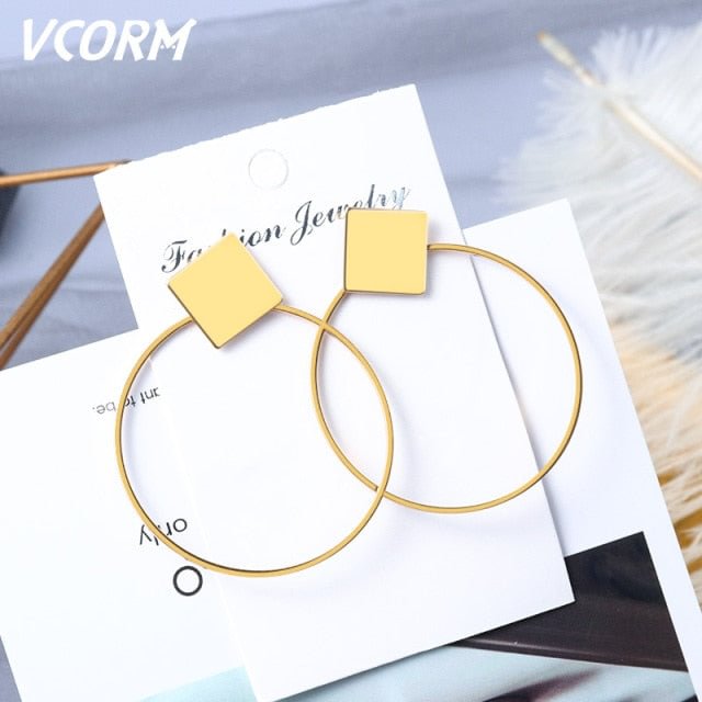 YOY-Women Statement Vintage Geometric Gold Dangle Drop Earrings