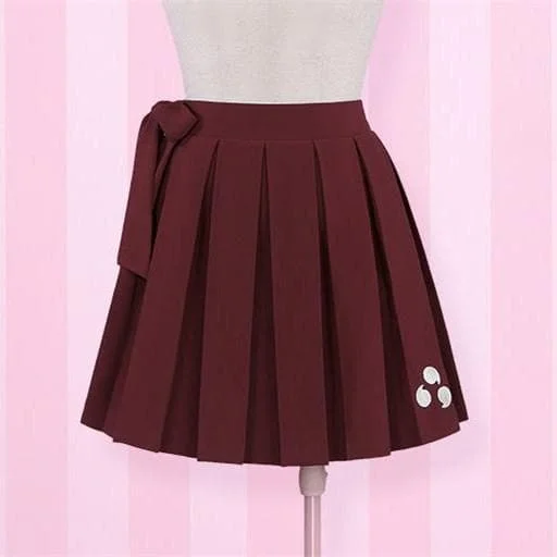 S/M Wine Harajuku Embroidery Pleated Skirt SP165103