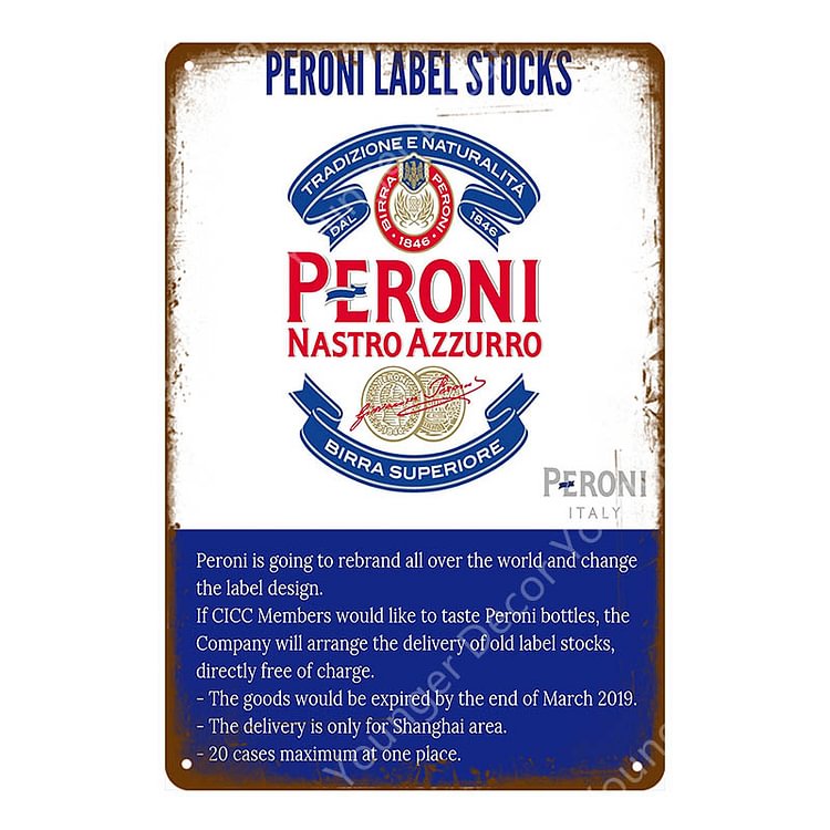 【20*30cm/30*40cm】Peroni Beer - Vintage Tin Signs/Wooden Signs