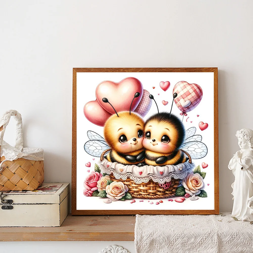 Diamond Painting - Full Round Drill - Love Flower Bee(Canvas|30*30cm)