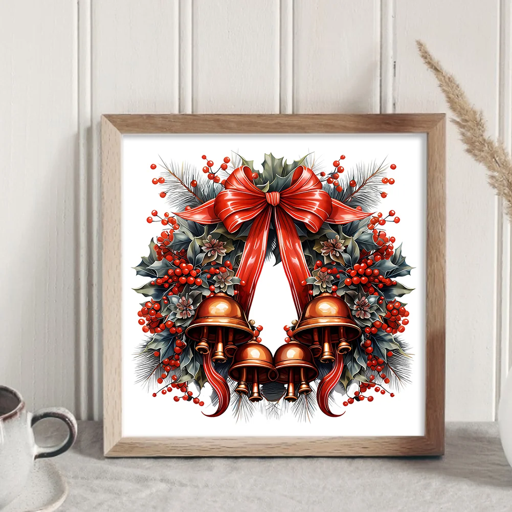 DIY Stamped Cross Stitch 18CT Full Embroidery 30*30cm - Christmas Wreath