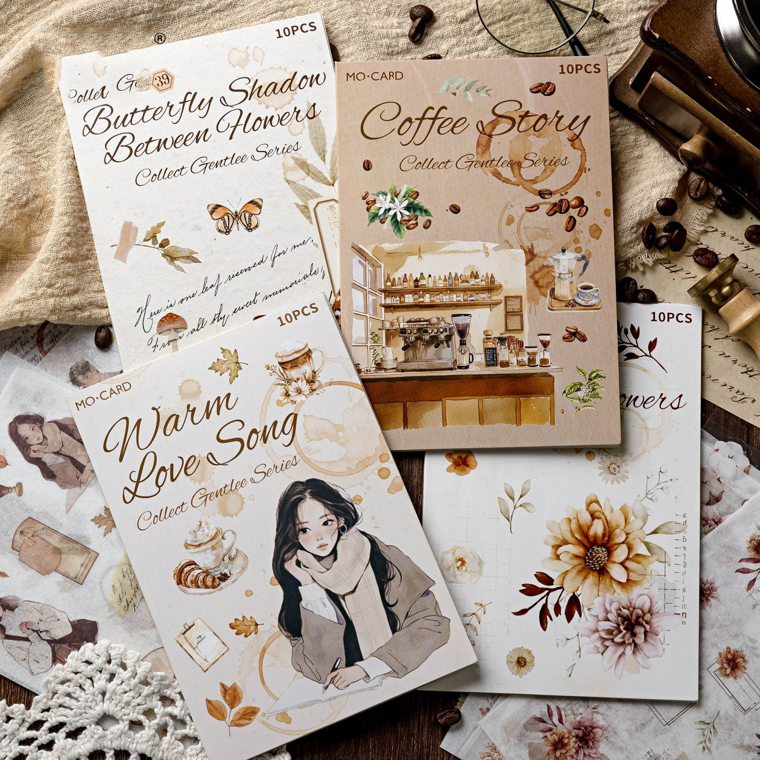 스티커북 - 젠틀 시리즈 빈티지 꽃 나비 캐릭터 수집