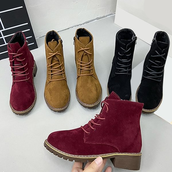 Autumn Women's Boots, Women's Thick Leather Ankle Boots, Plus Size Women's High Heels, Women's High Heels, Thick-soled Rubber Shoes, Snow Boots - Shop Trendy Women's Clothing | LoverChic