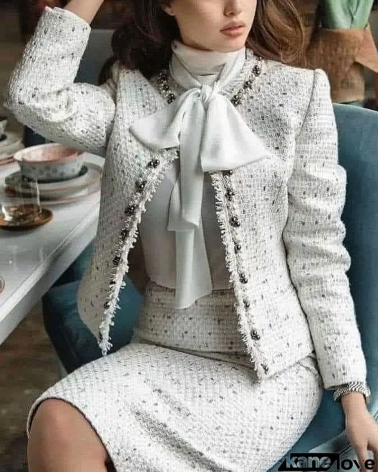 Tweed Jacket and Skirt Two-piece Set