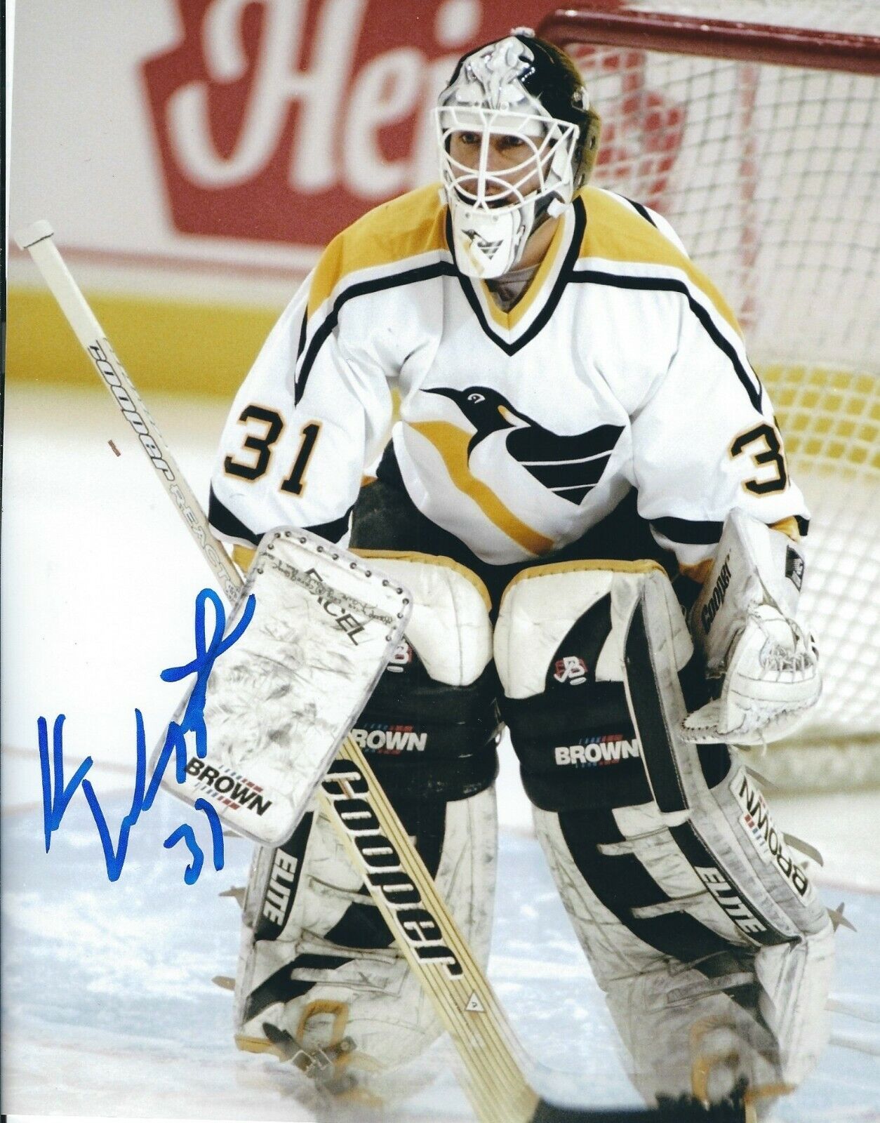 Autographed KEN WREGGET Pittsburgh Penguins 8x10 Photo Poster painting - w/ Show Ticket