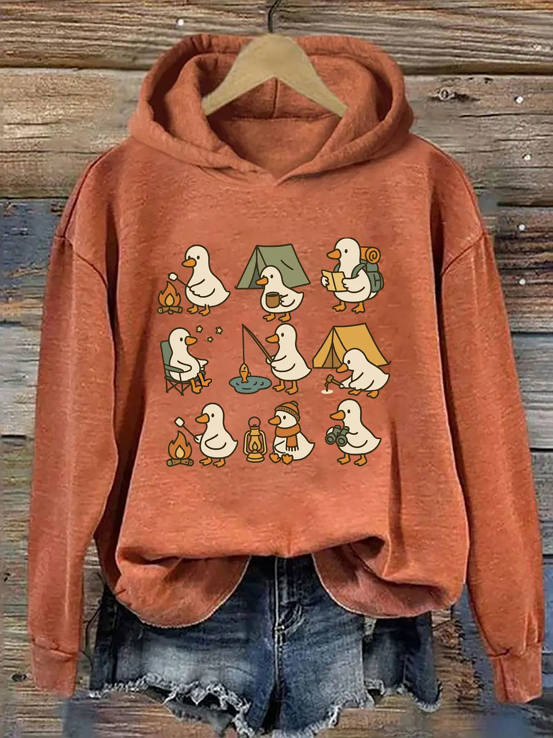 Cute Goose Camping Hoodie