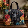 Floral Black Lab Quilted Tote  Bag