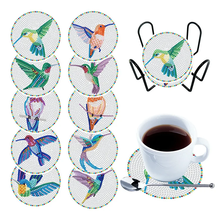 Diamond Crafts Coasters Diamond Painting Coasters (10PCS Hummingbird)