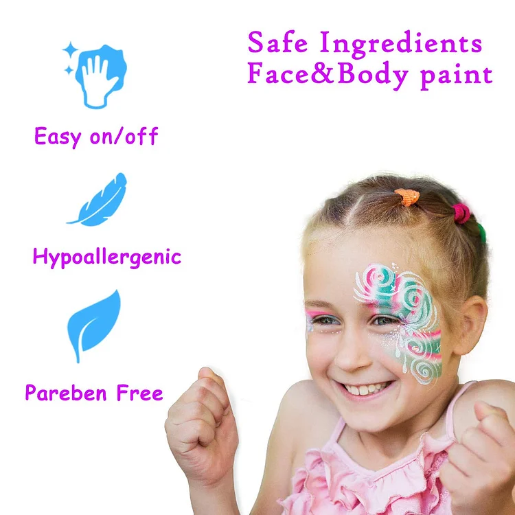 Zenovika Face Painting Kit for Kids - Non-Toxic and Hypoallergenic Face  Paint Kit with 28 Colors, Stencils, Book, and Professional Halloween Makeup  Kit - Safe and Easy to Use Face Paint Kit