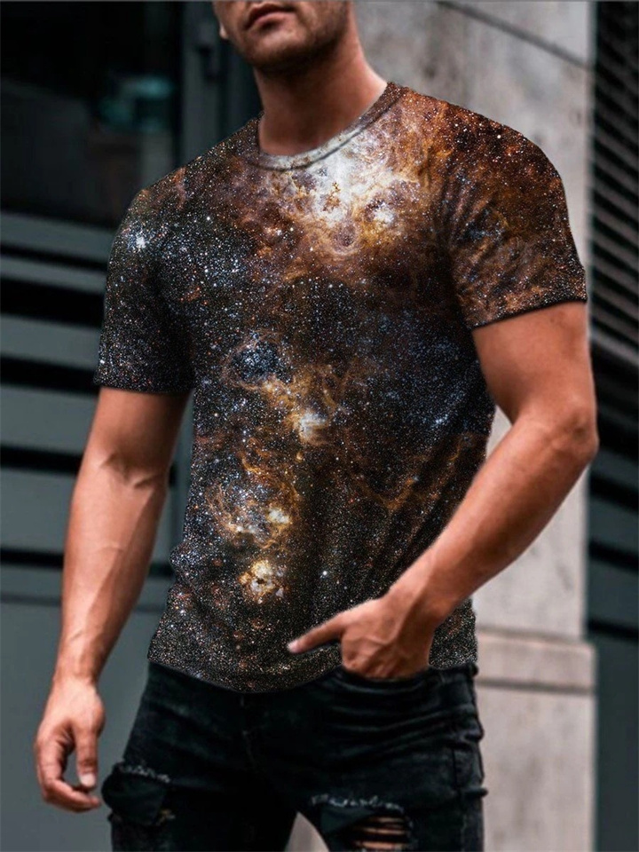 Summer round neck T-shirt men's loose 3D digital printing top S M L XL 2XL 3XL 4XL 5XL