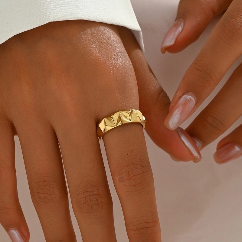 Classical Minimalist Irregular 304 Stainless Steel 14K Gold Plated Polishing Plating Rings3