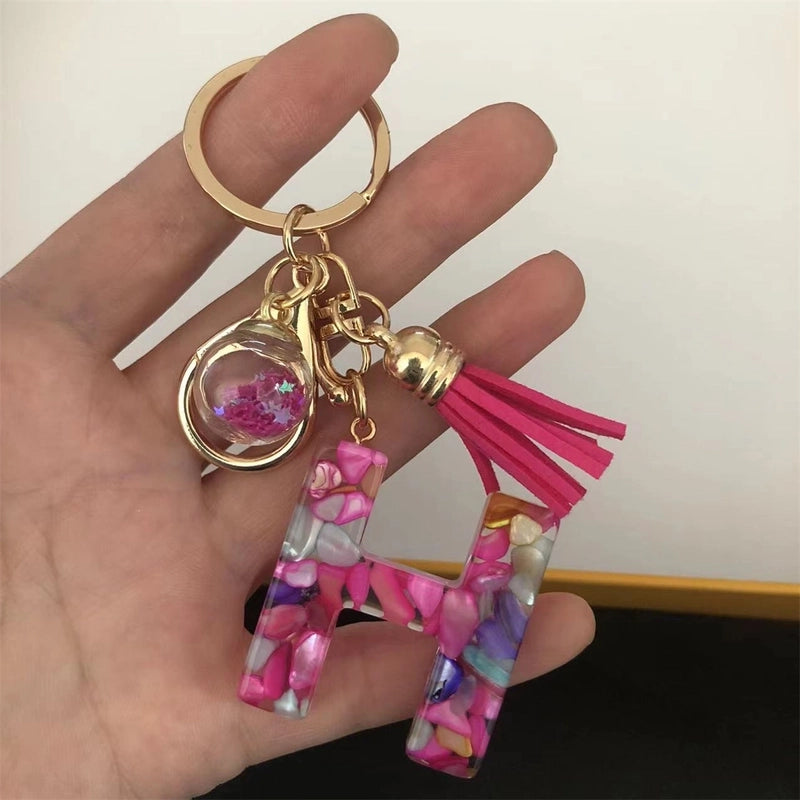 Minimalist Commute Letter Resin Unisex Bag Pendant Keychain