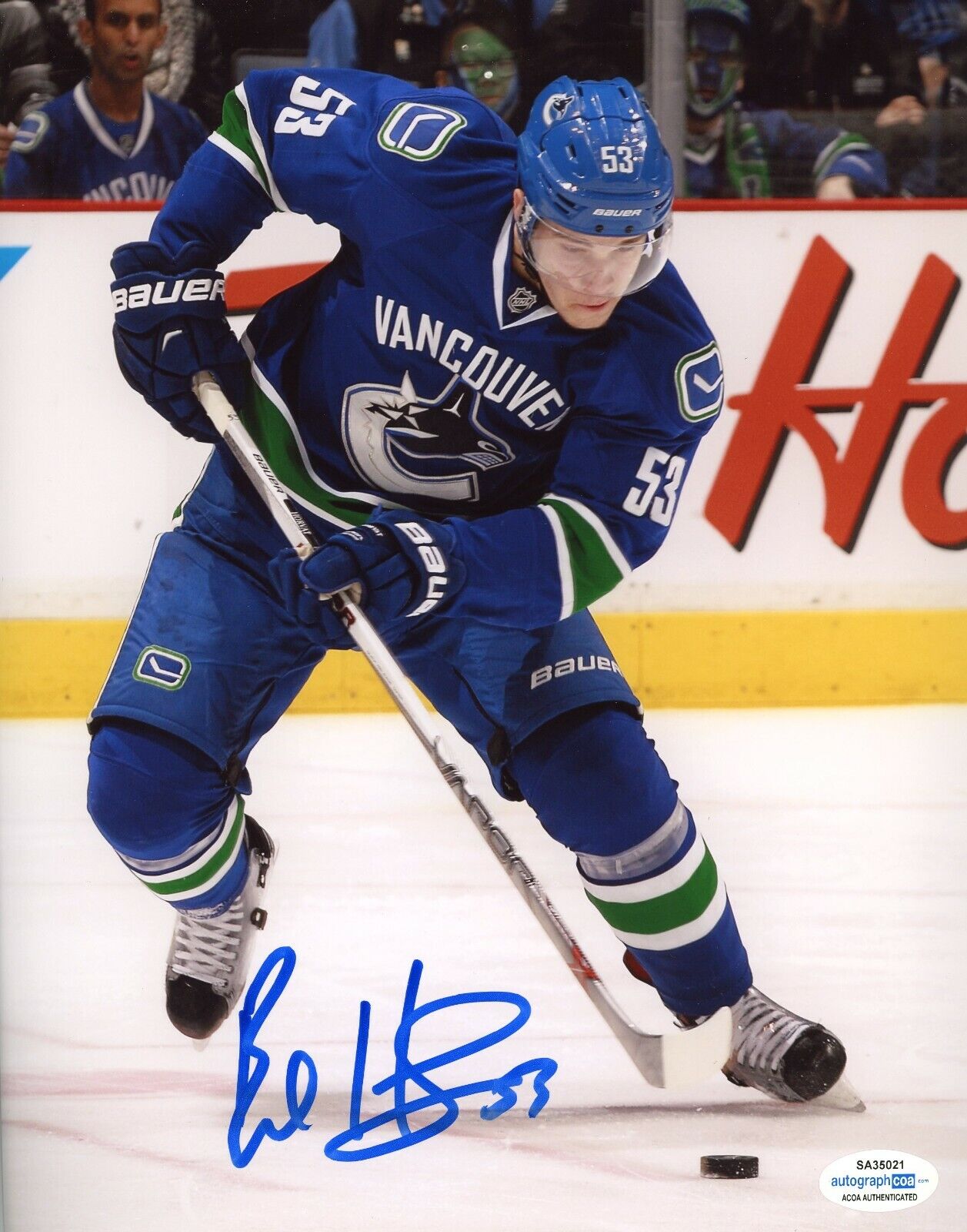 Vancouver Canucks Bo Horvat Signed Autographed 8x10 NHL Photo Poster painting ACOA V