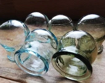 pornhint Pornhint Medical Fire Cupping Jars Set of 6 Khaki Green Vintage Medical Glass Cupping Soviet Medicine Chinese Medicine Small Vases Solid Glass USSR