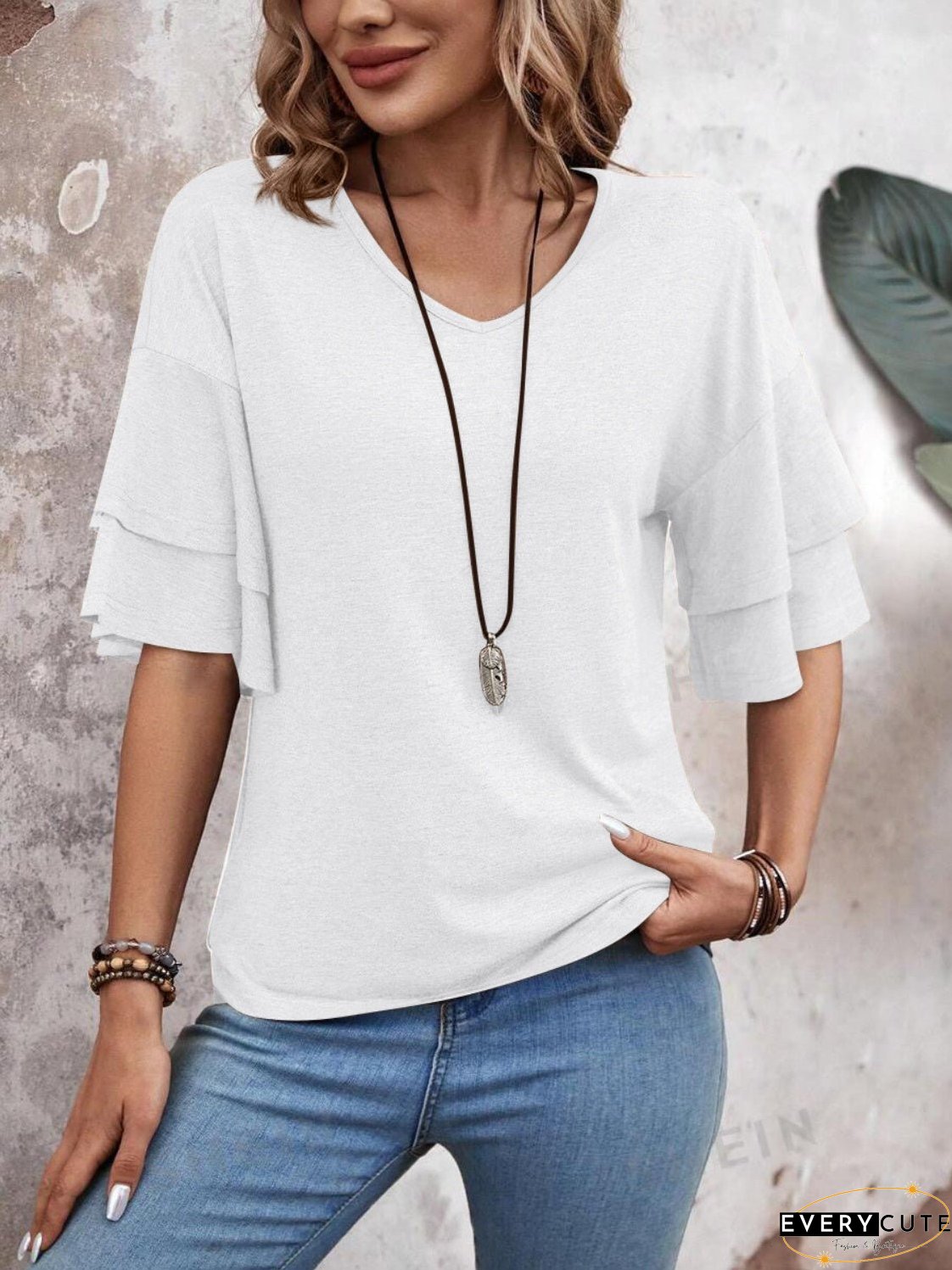 V-Neck Half Sleeve Blouse