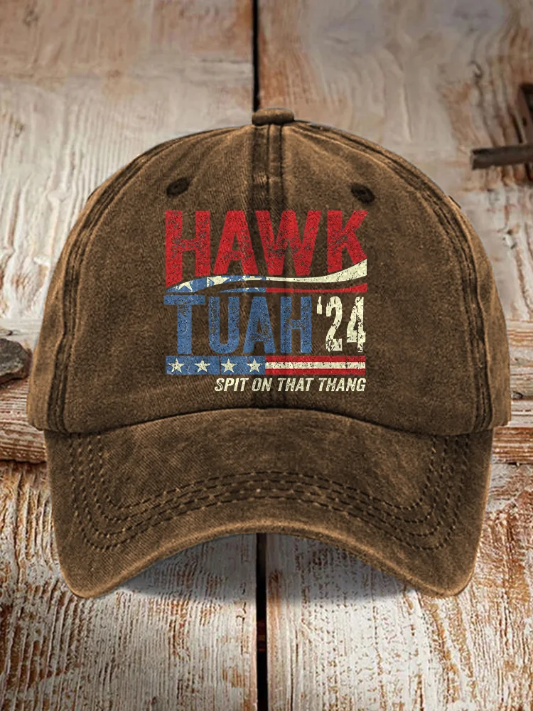 Hawk Tuah Spit On That Thang Print Vintage Hat
