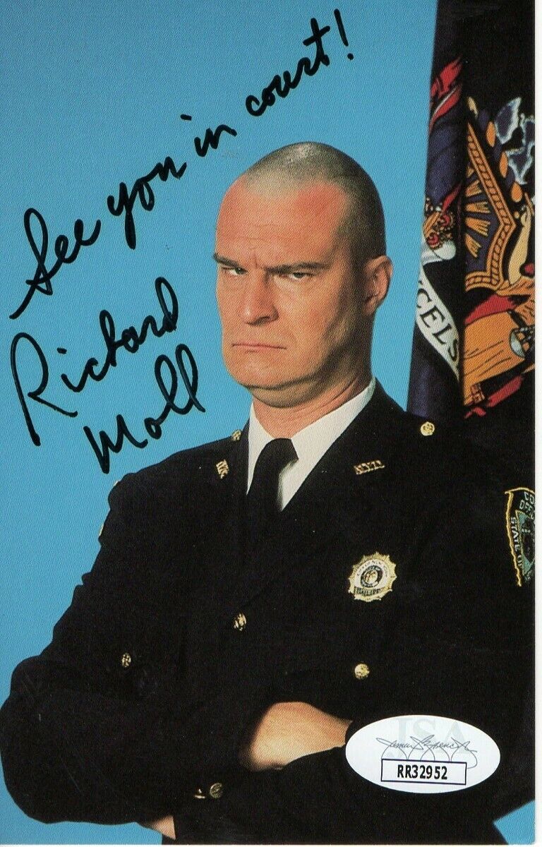 Richard Moll Signed Autographed Postcard Photo Poster painting Night Court Bull JSA RR32952